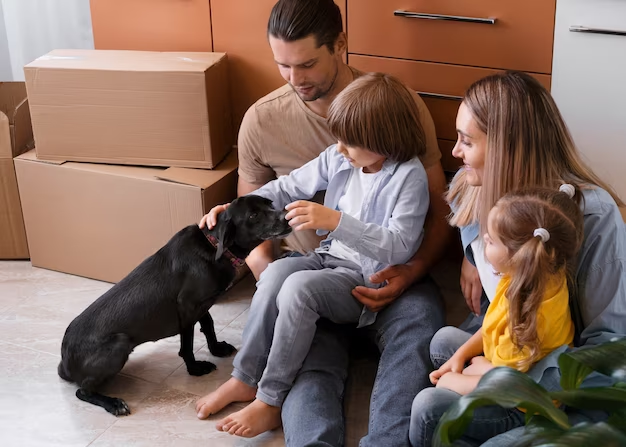 dog with family