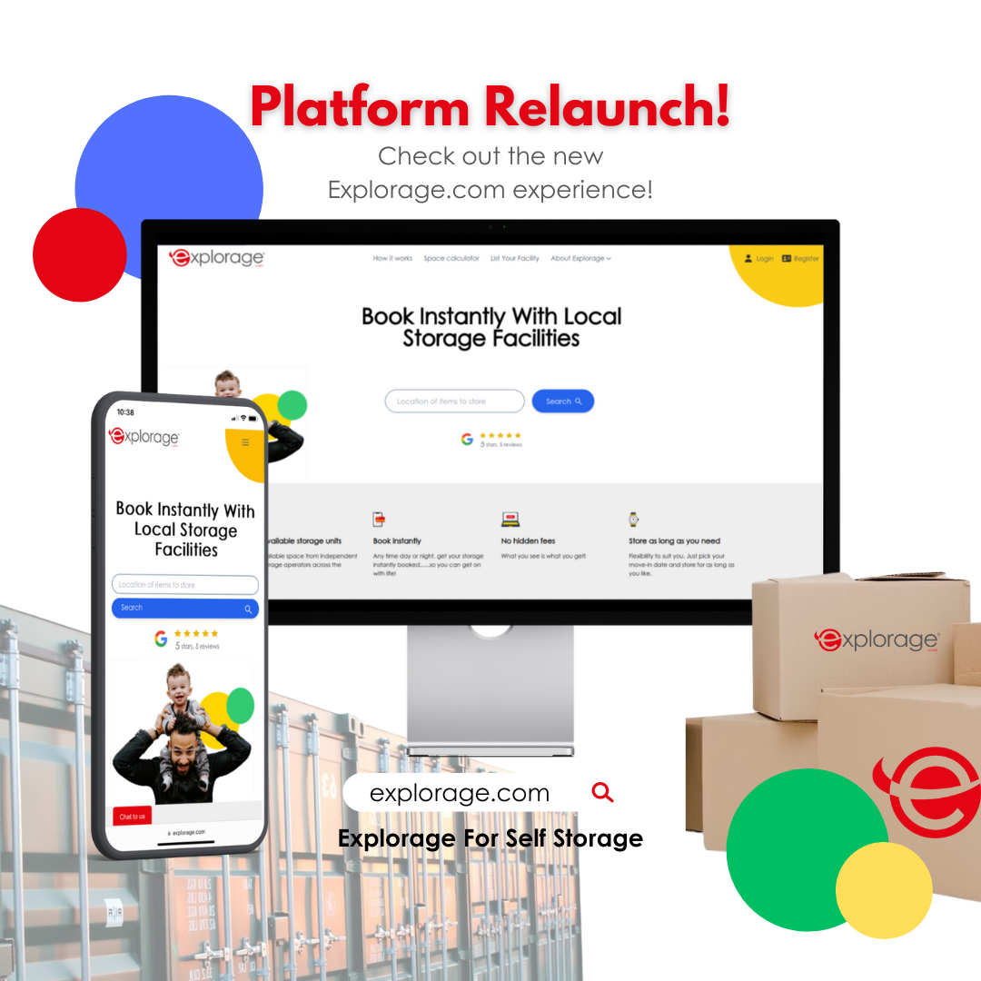 laptop and phone displaying explorage.com website and explorage boxes