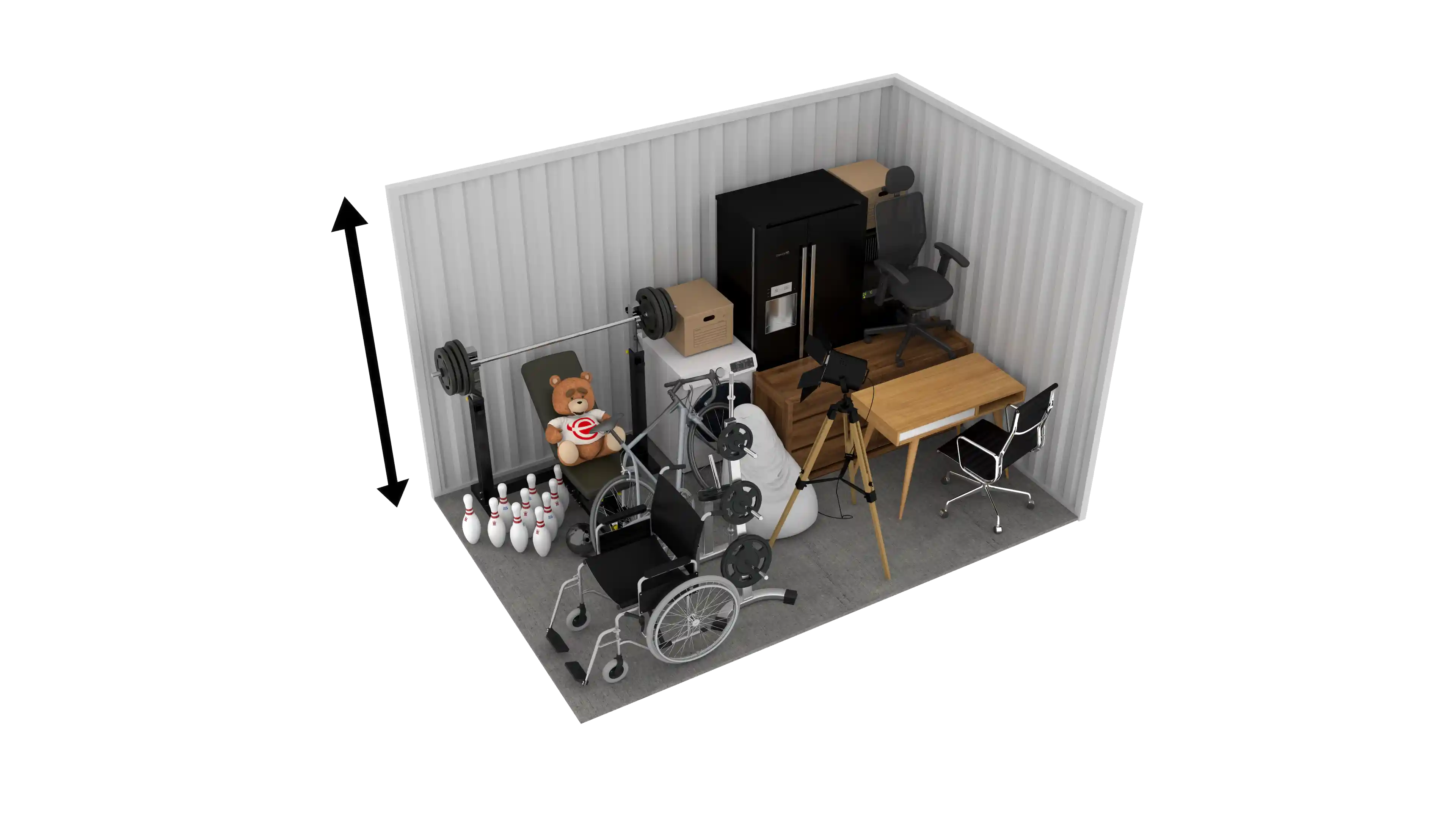 Isometric still of a storage unit with a size of 110 sqft