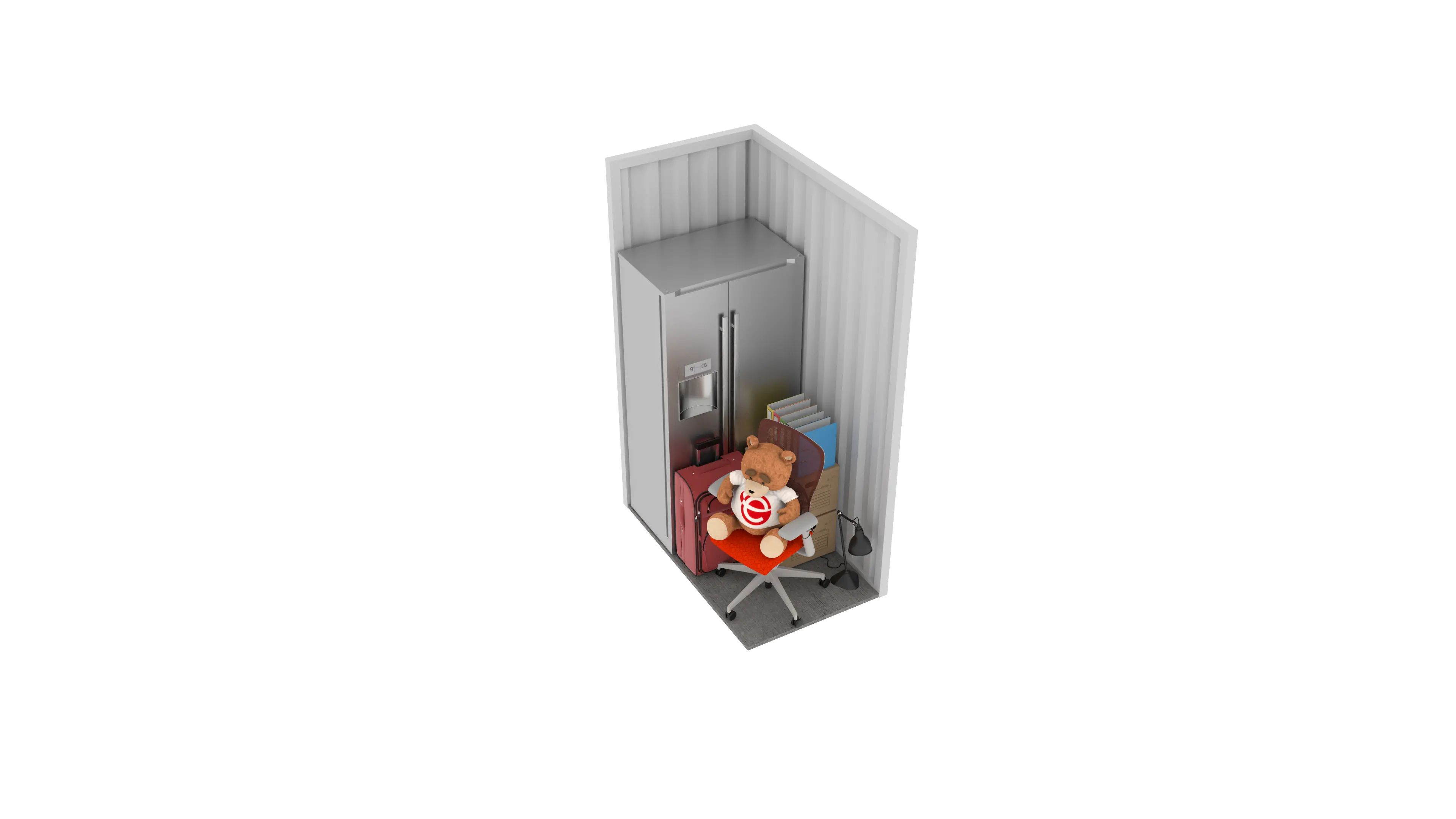 Isometric still of a storage unit with a size of 16 sqft
