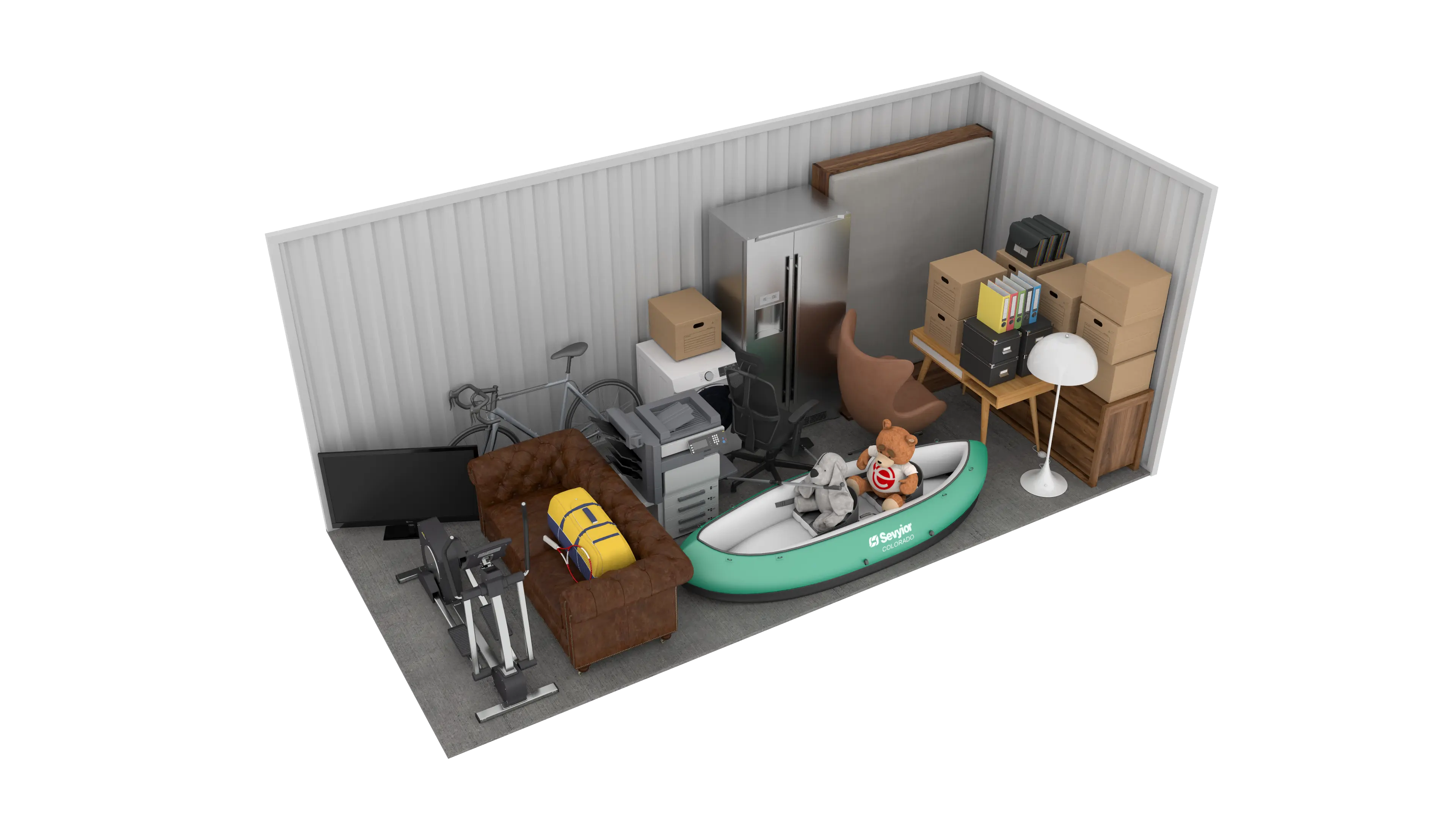 Isometric still of a storage unit with a size of 150 sqft