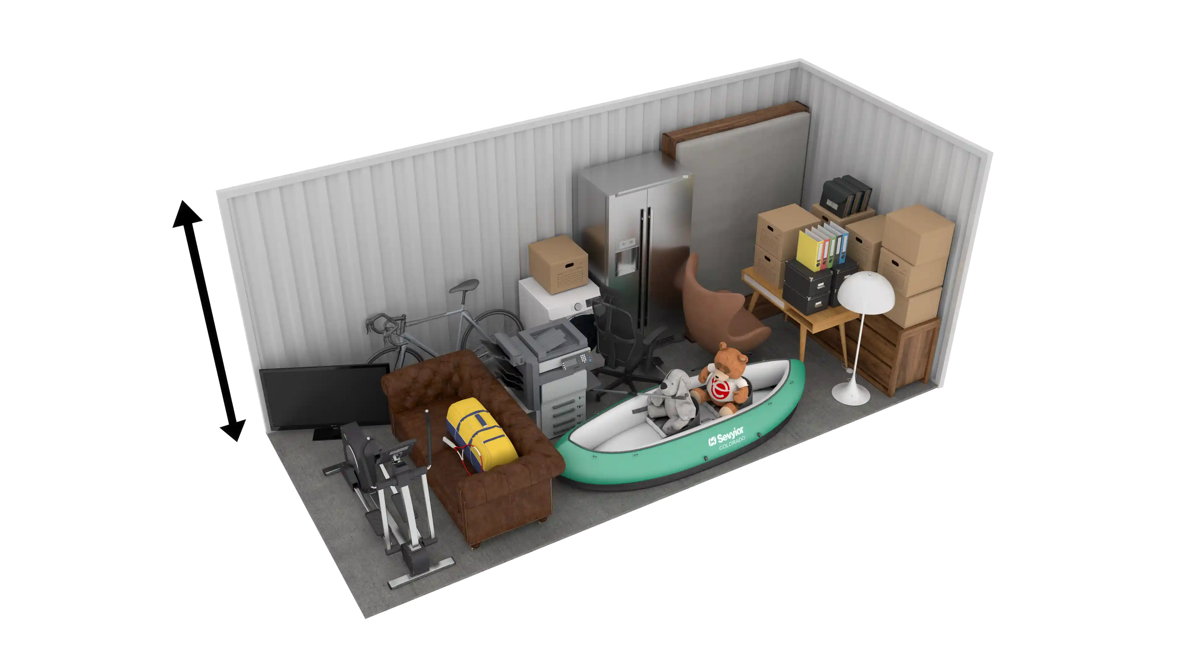 Isometric still of a storage unit with a size of 150 sqft