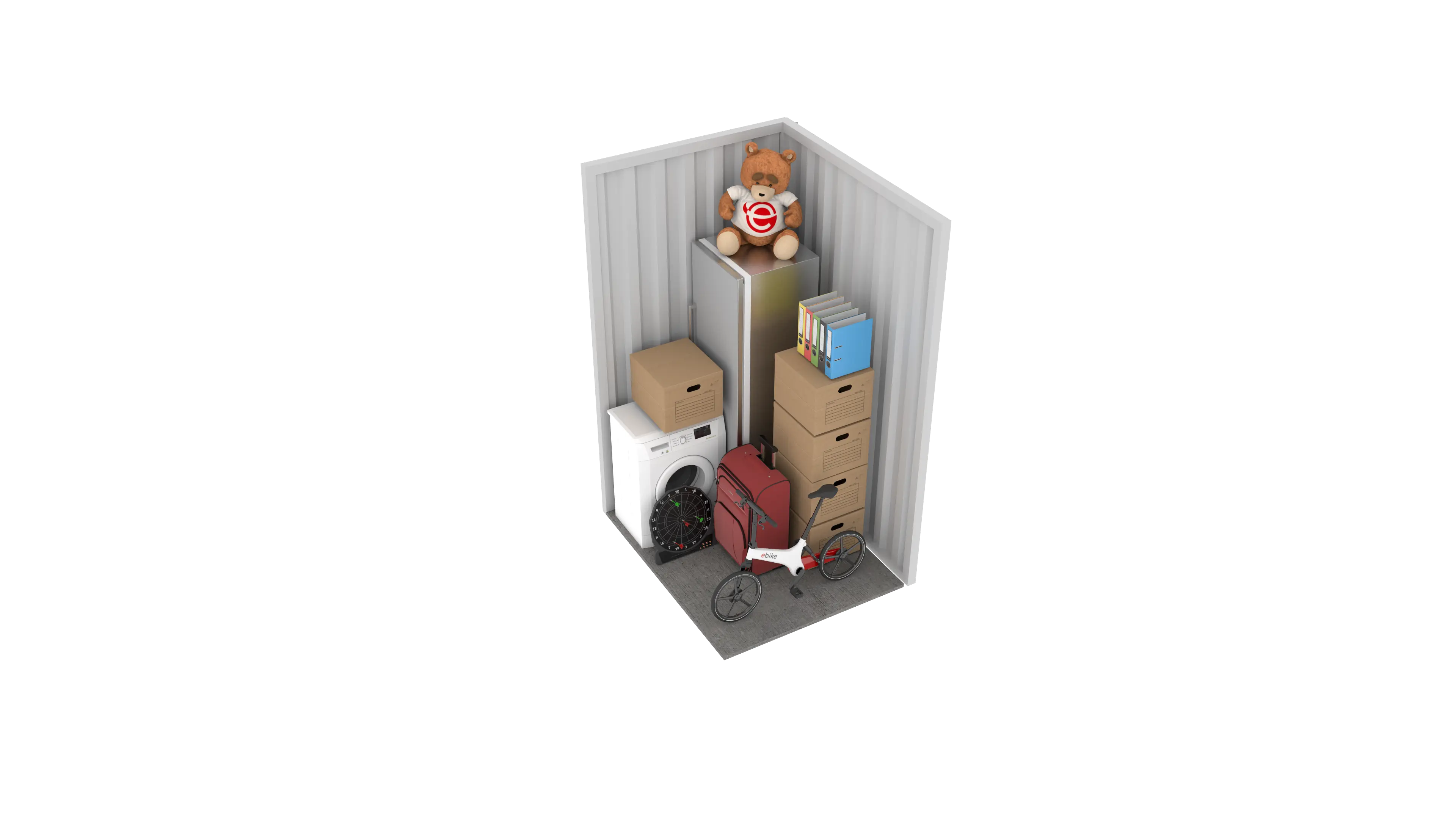 Isometric still of a storage unit with a size of 20 sqft