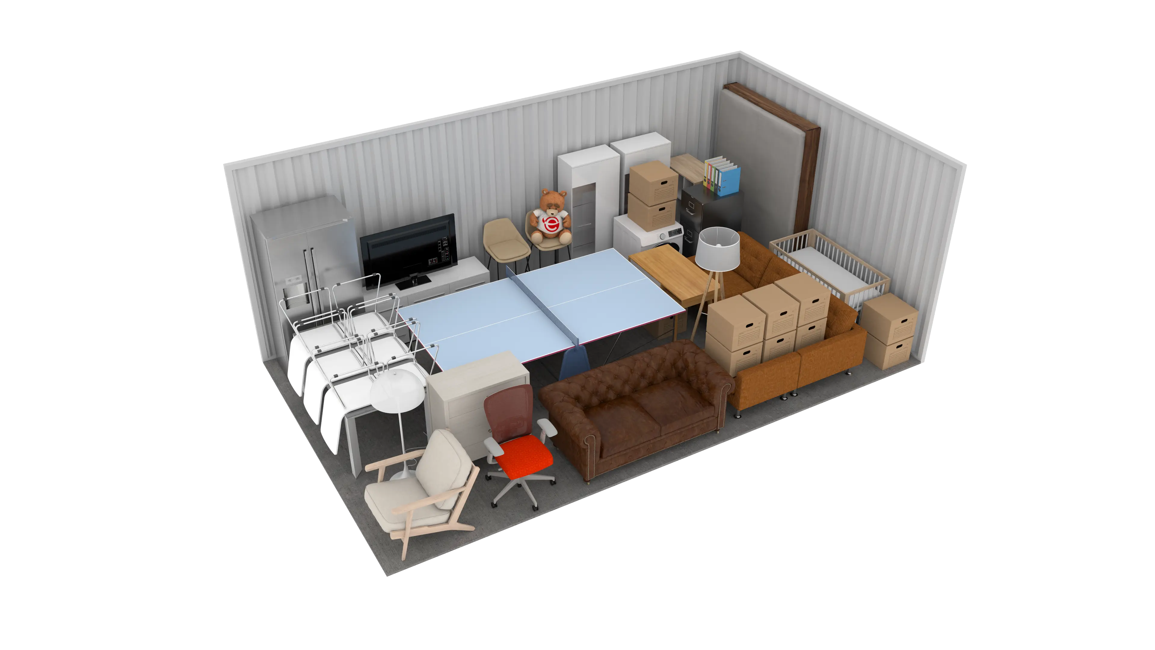 Isometric still of a storage unit with a size of 250 sqft