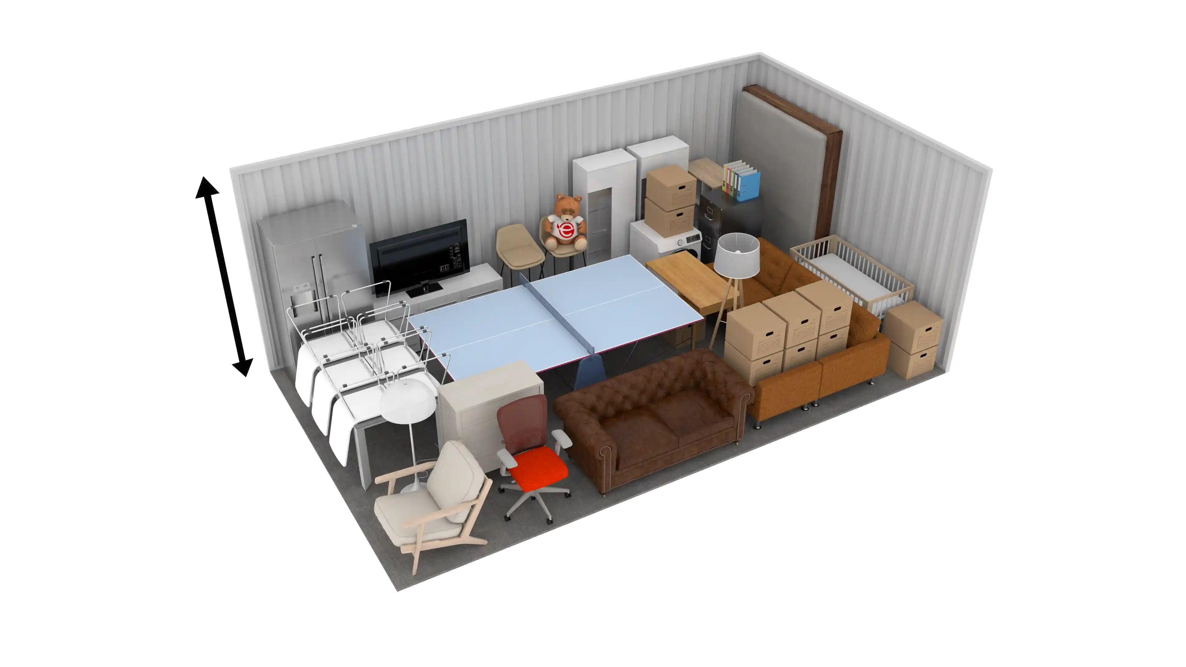 Isometric still of a storage unit with a size of 250 sqft
