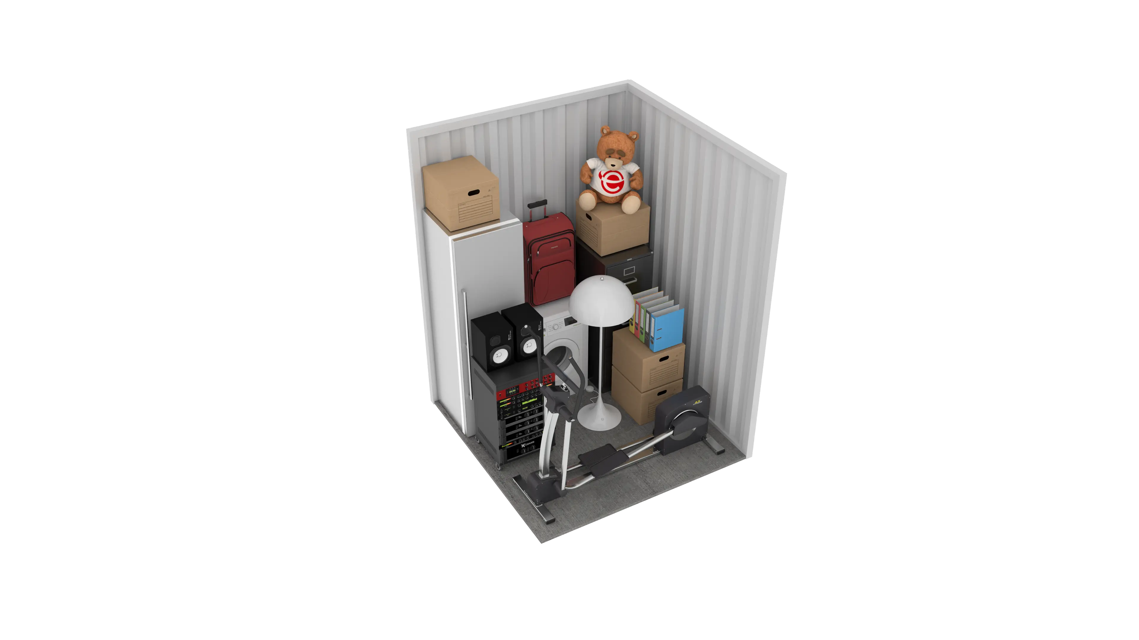 Isometric still of a storage unit with a size of 35 sqft