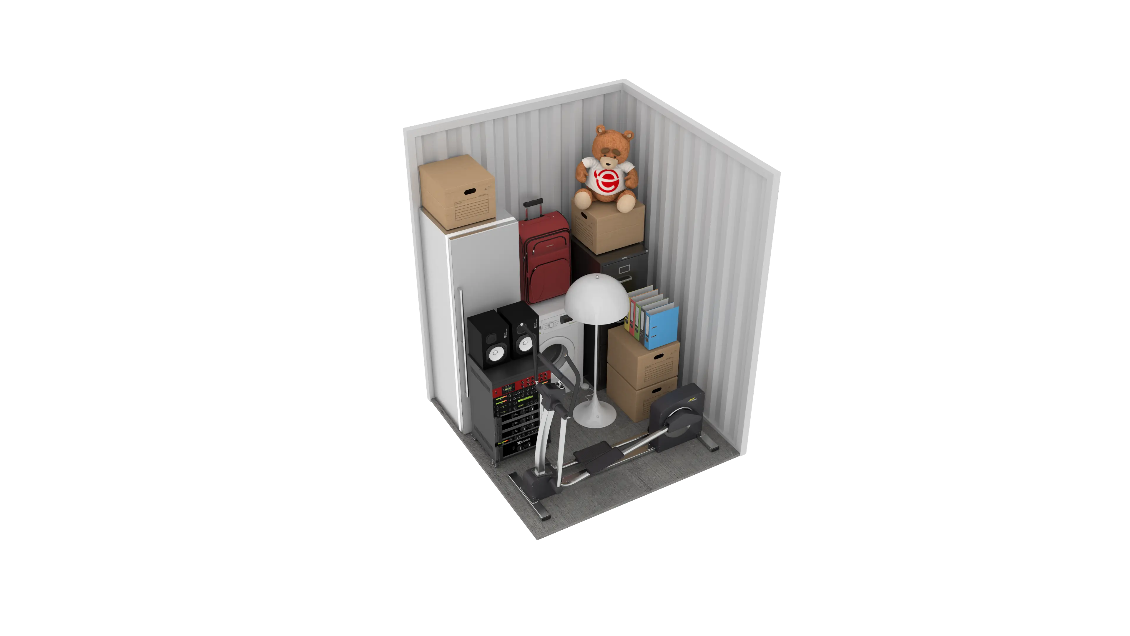 Isometric still of a storage unit with a size of 36 sqft