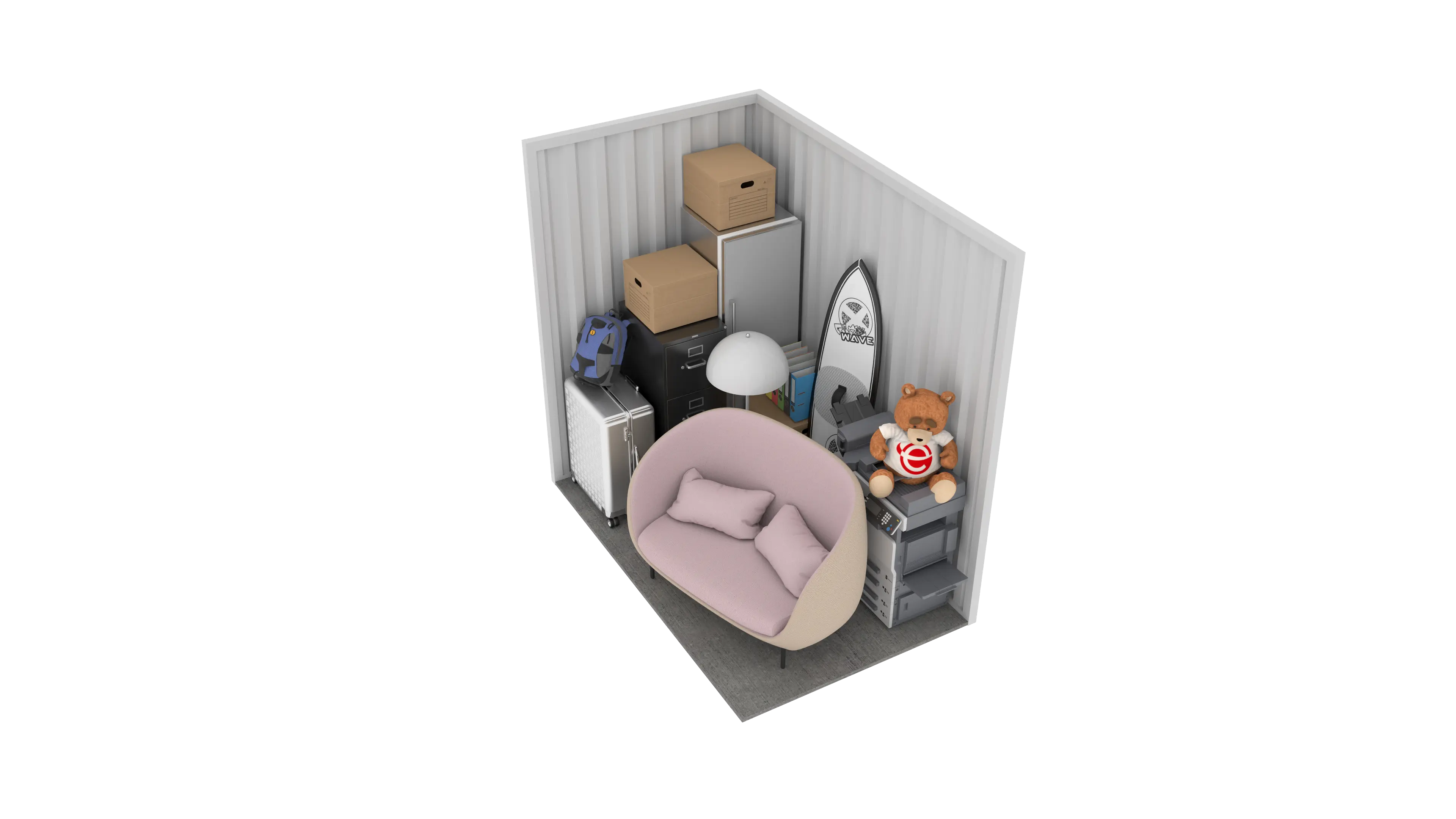 Isometric still of a storage unit with a size of 49 sqft
