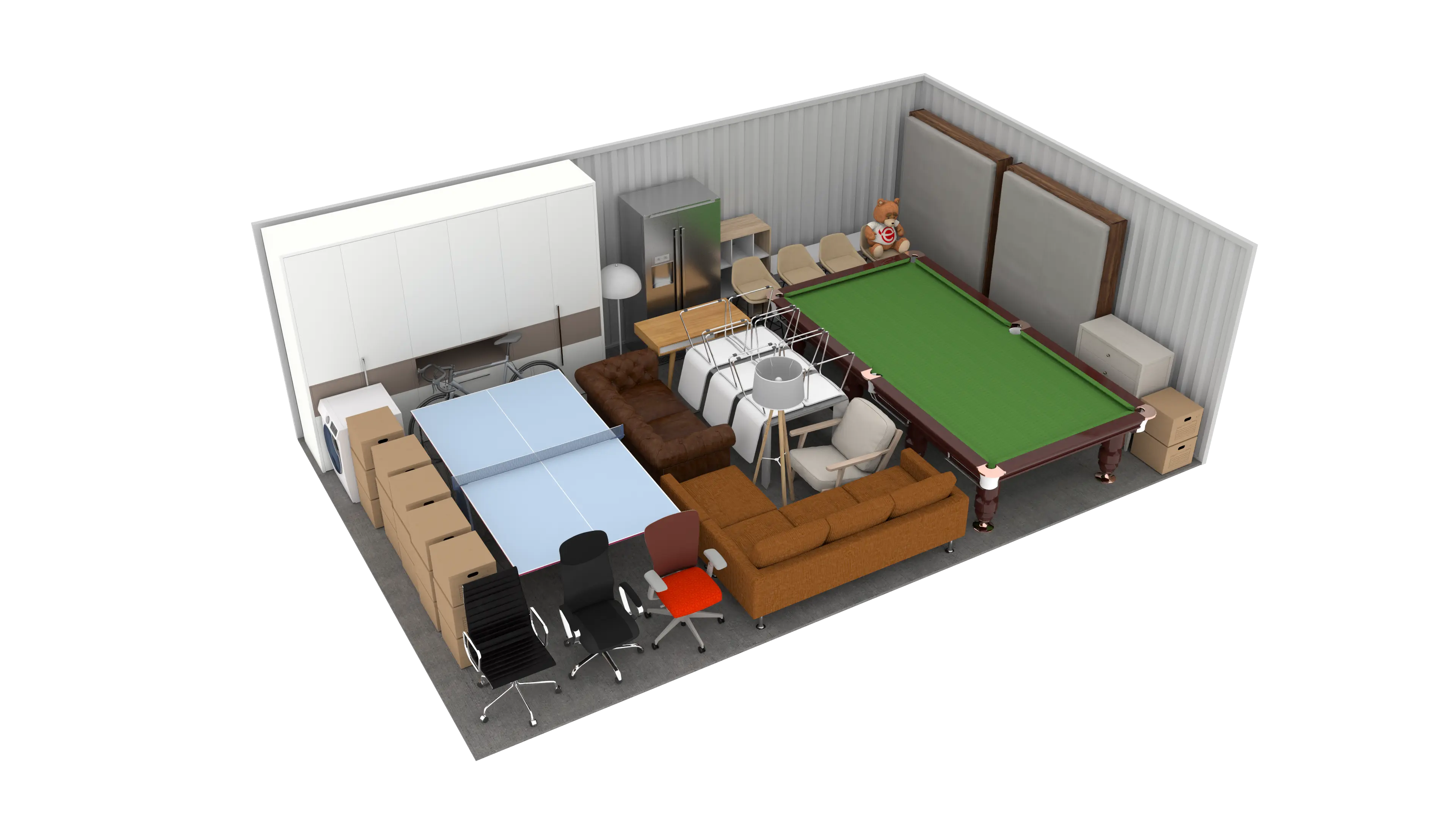 Isometric still of a storage unit with a size of 420 sqft