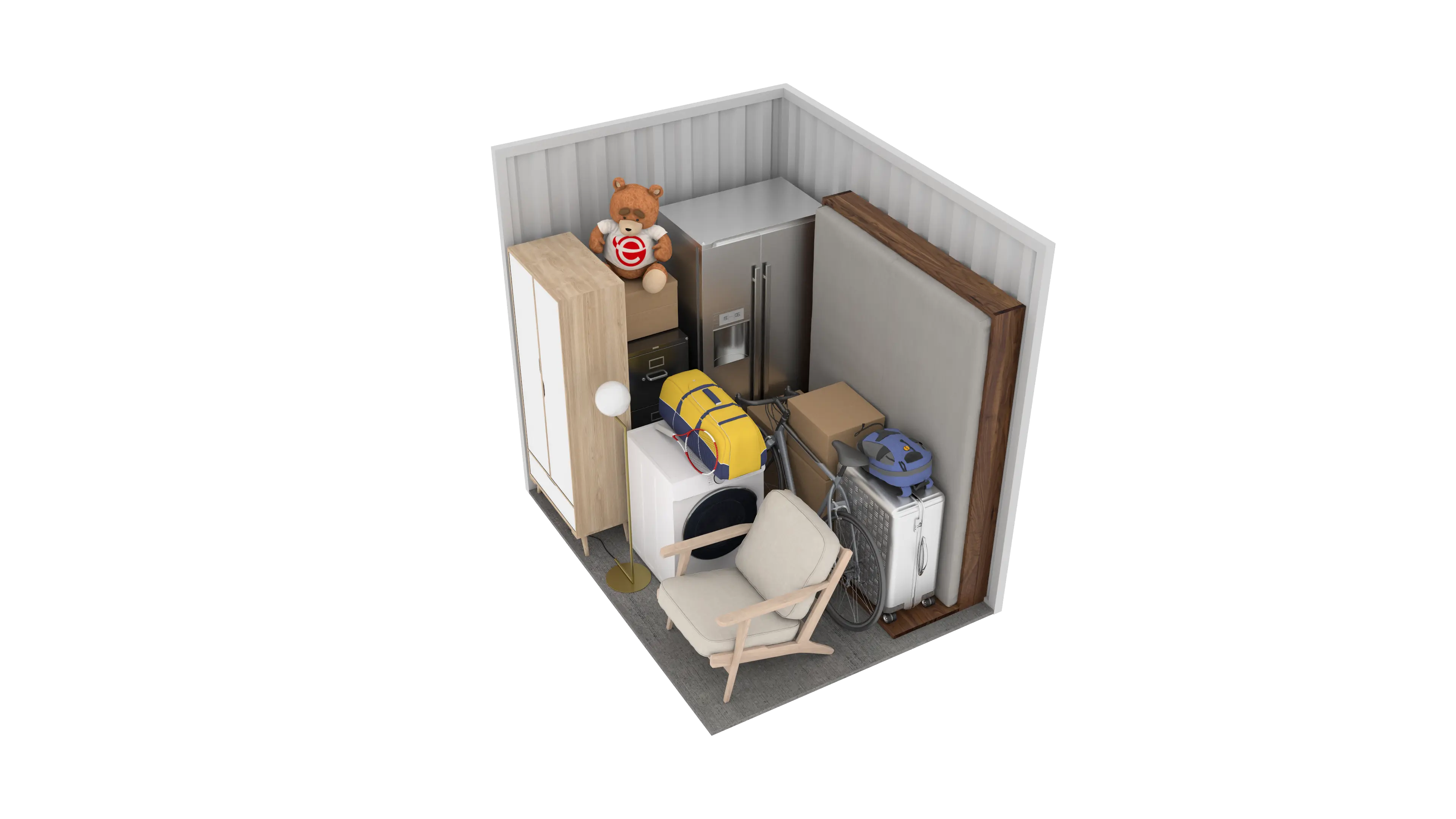 Isometric still of a storage unit with a size of 50 sqft