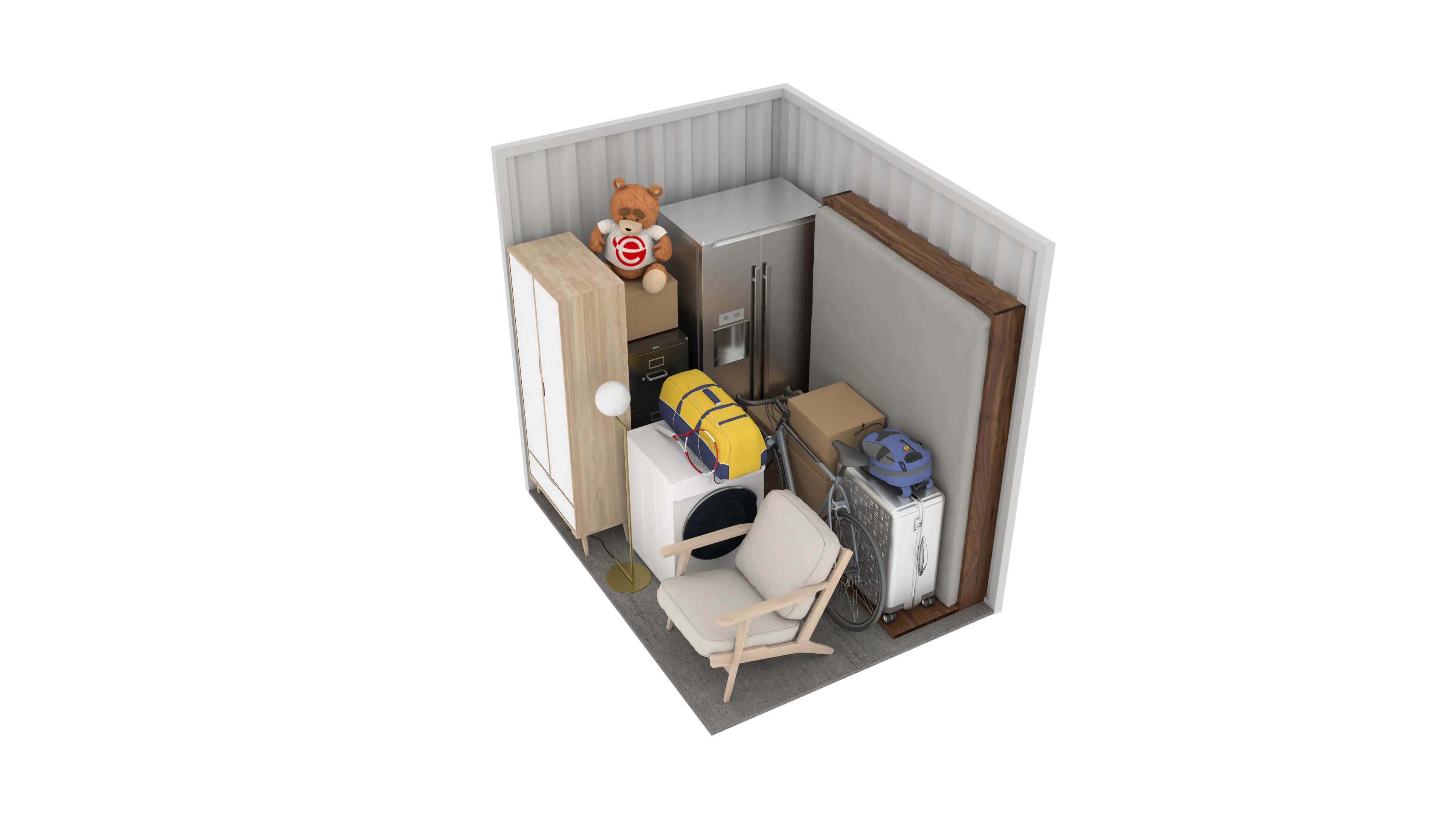 Isometric still of a storage unit with a size of 56 sqft