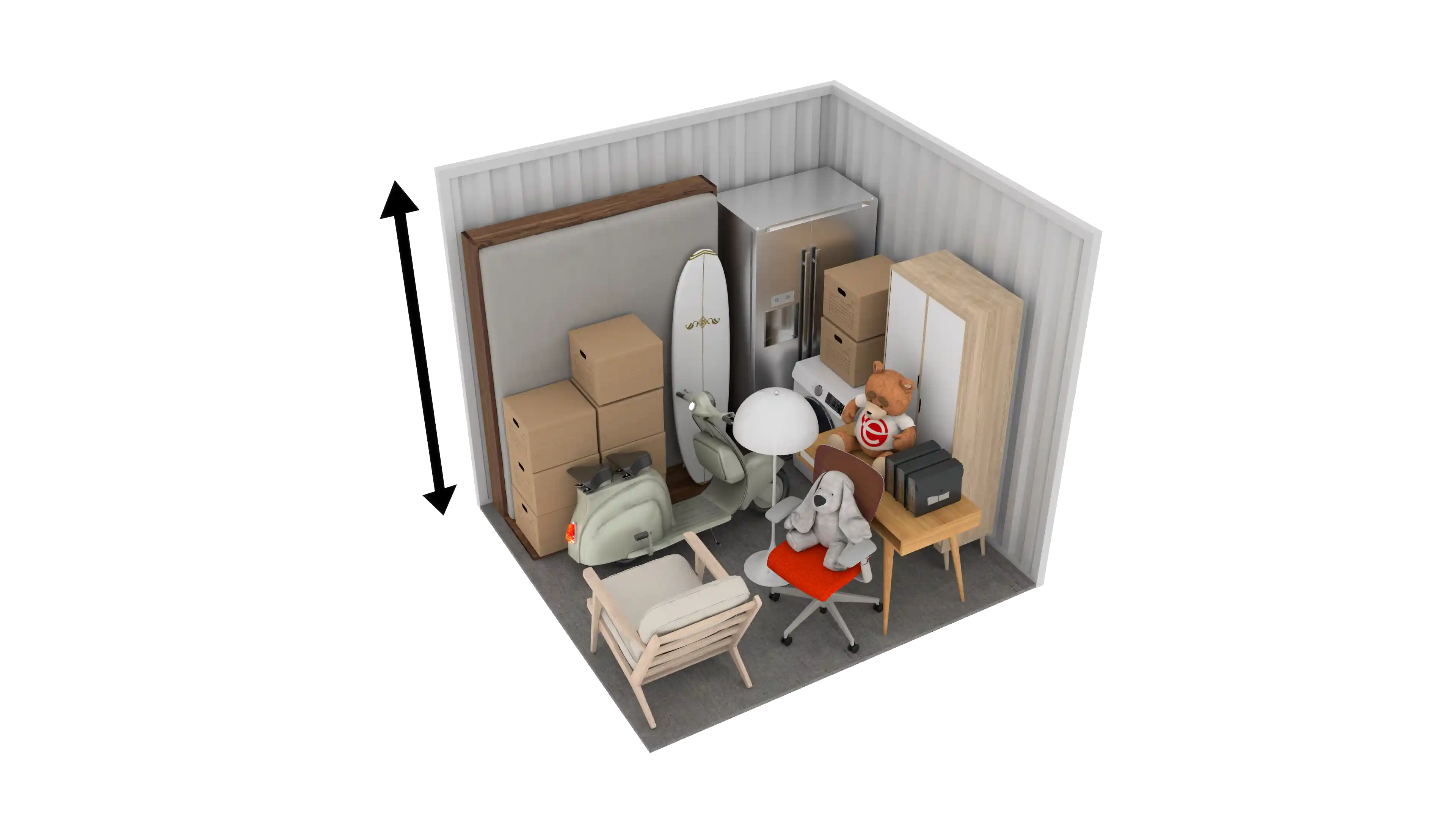 Isometric still of a storage unit with a size of 70 sqft