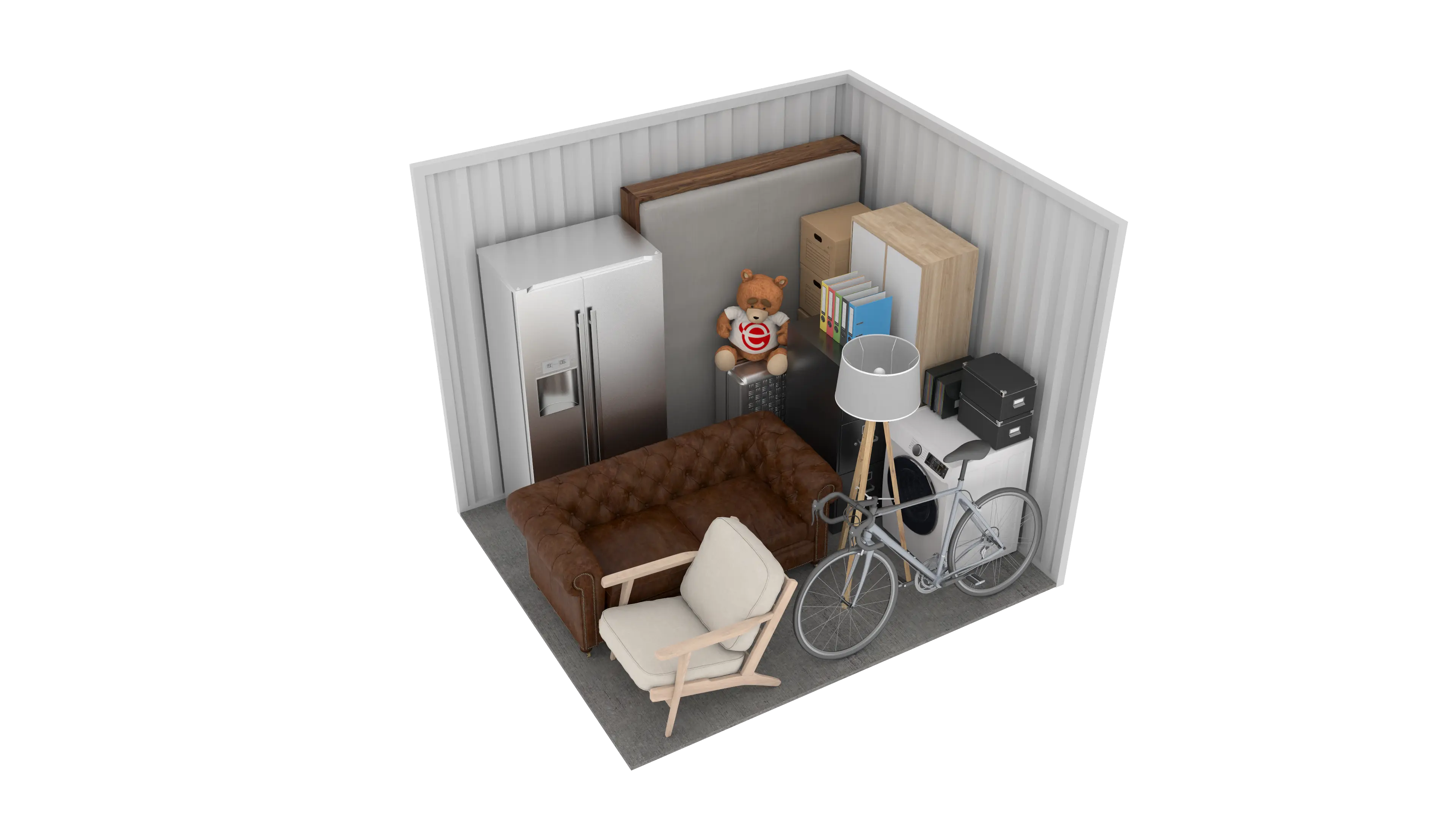 Isometric still of a storage unit with a size of 75 sqft