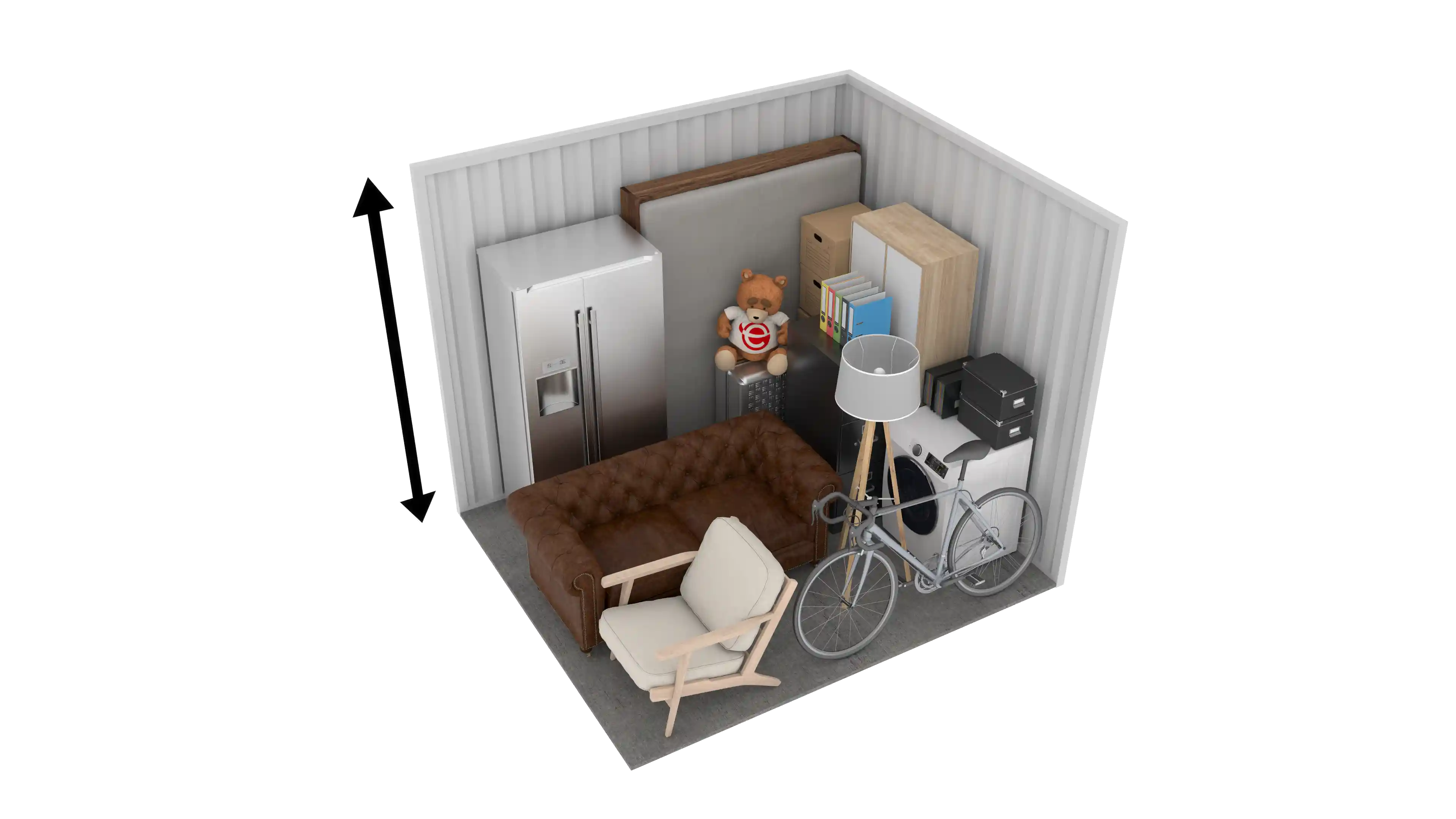 Isometric still of a storage unit with a size of 75 sqft