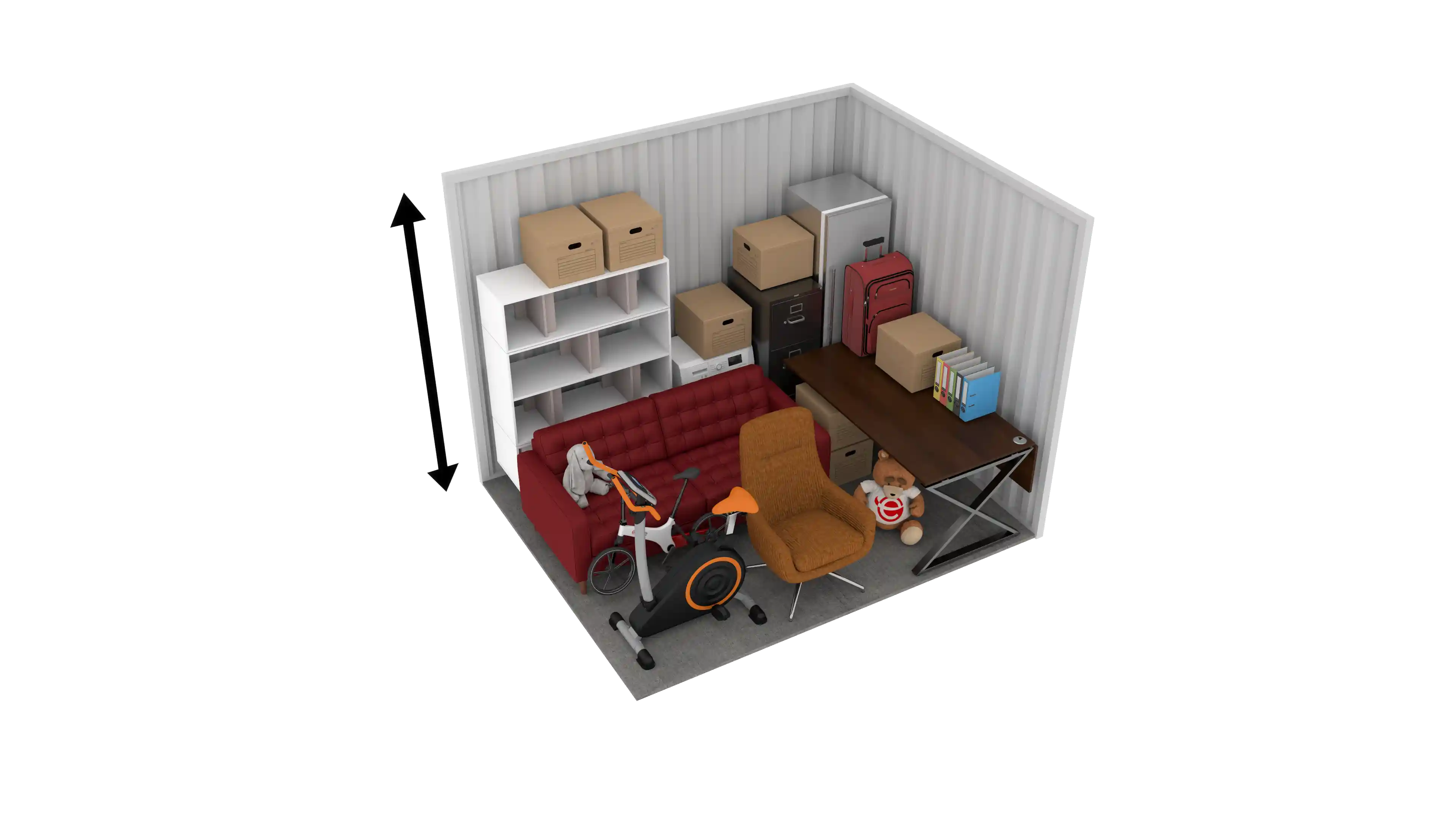 Isometric still of a storage unit with a size of 90 sqft
